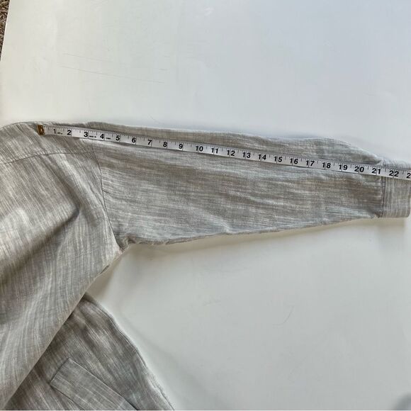 F&F Linen Blend Open Front Oversized Tab Sleeve Grey Marled Cardigan Blazer SZ 6 - Picture 7 of 13